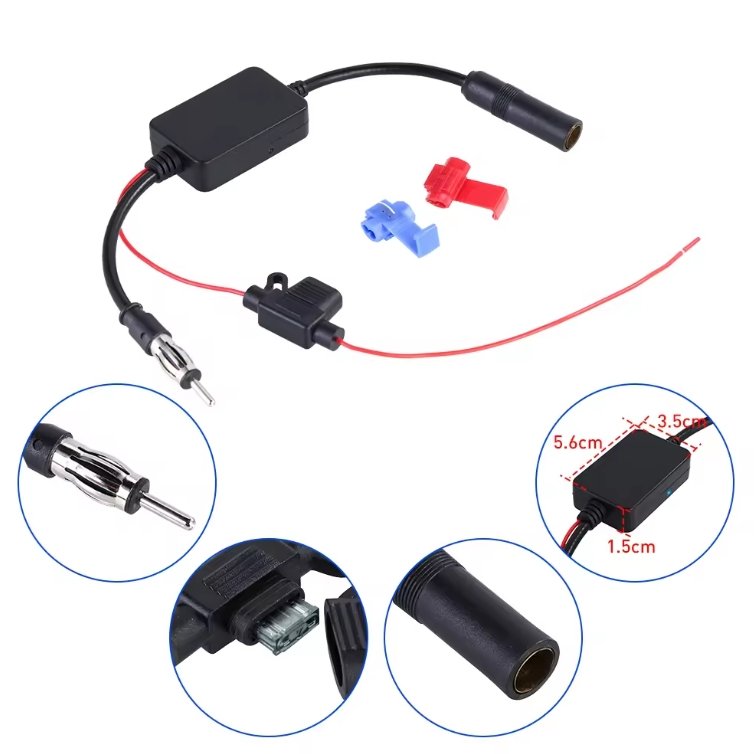 Auto Car Radio FM Antenna Signal Booster Honda Male to Female Car FM Signal Amplifier Amp Amplifier 12V Signal Antenna for VW